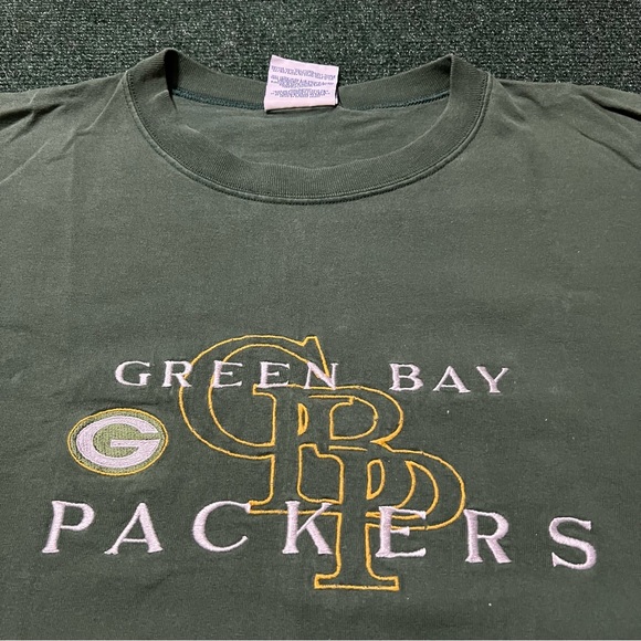 Vintage 90s Green Bay Packers NFL Football Green T Shirt Size XL 25X30.5 - Picture 2 of 11